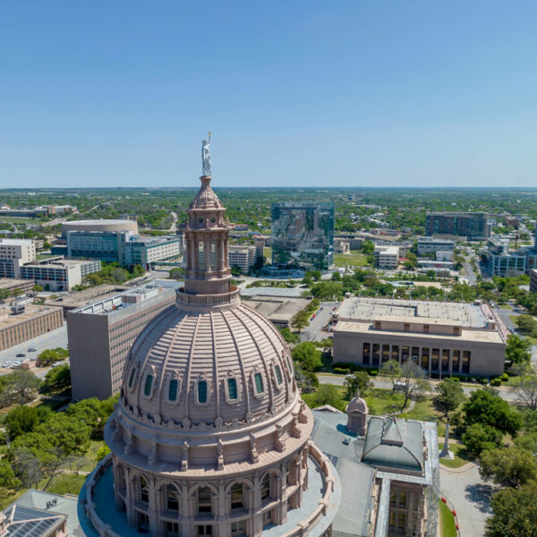 Aerial,View,Of,The,Texas,State,Capitol,Building,In,The
